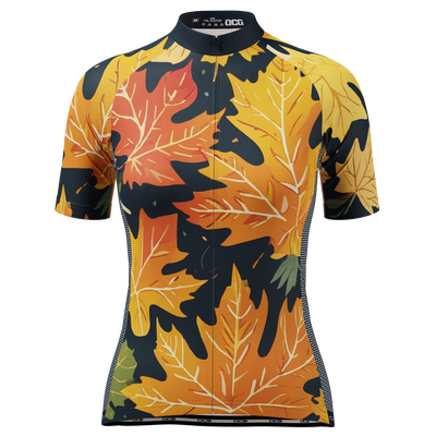 Women's Leaves in the Fall Short Sleeve Cycling Jersey