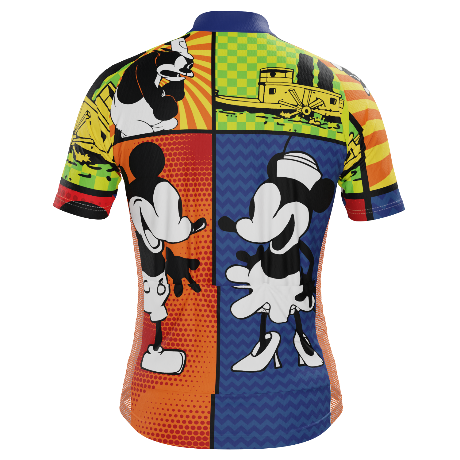 Men's Steamboat Willie Comic Vignettes Short Sleeve Cycling Jersey