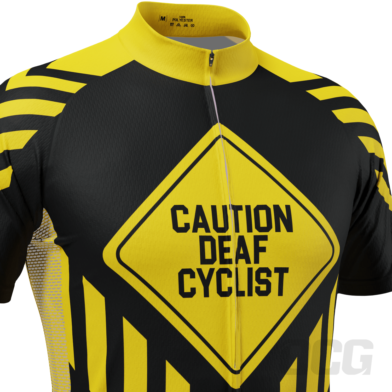 Men's Caution Deaf Cyclist Short Sleeve Cycling Jersey