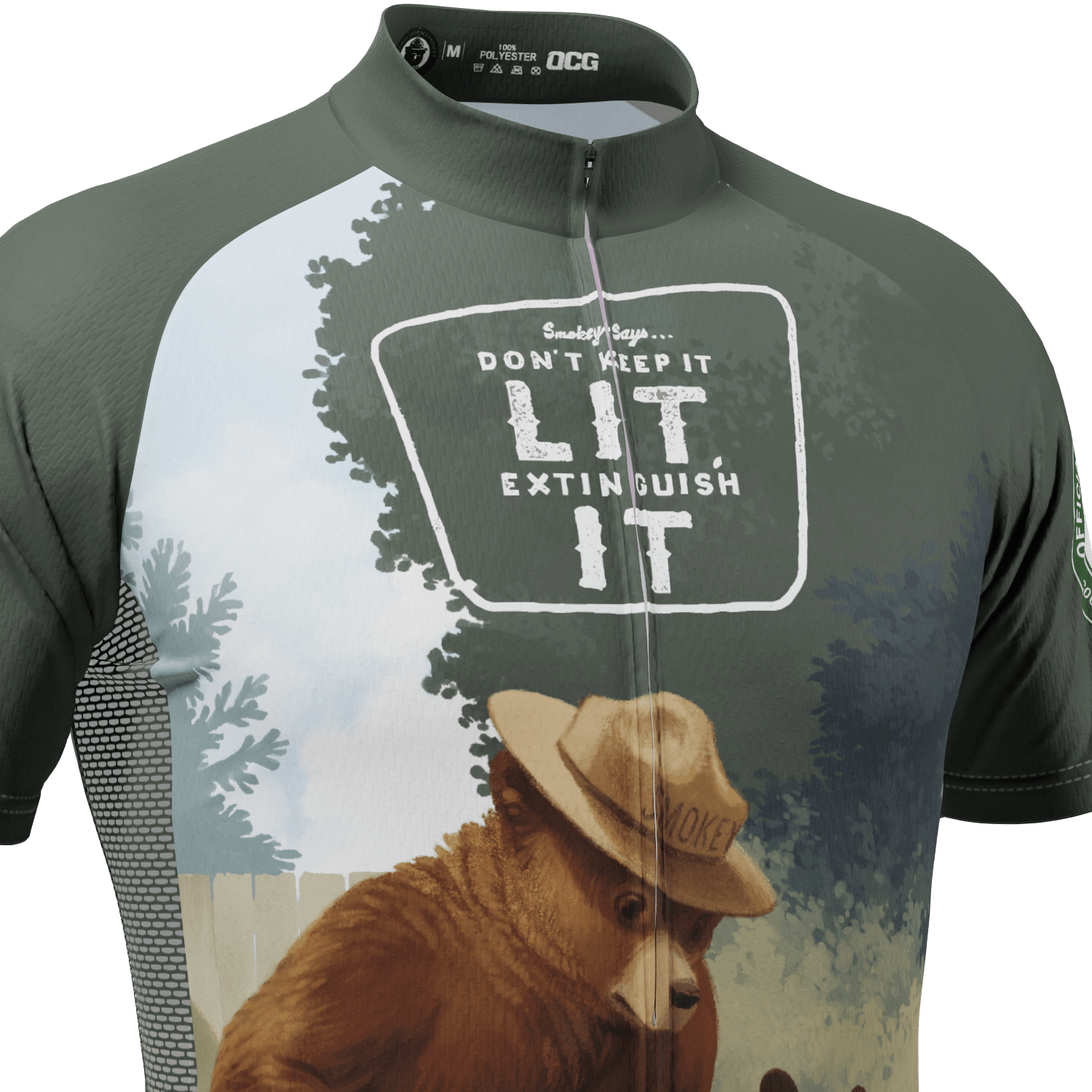 Men's Smokey Bear Extinguishing It Short Sleeve Cycling Jersey