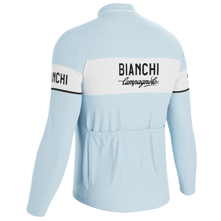 bianchi bicycle jersey Men's Retro Bianchi Long Sleeve Cycling Jersey | Moisture-Wicking, Breathable, Anti-Pill