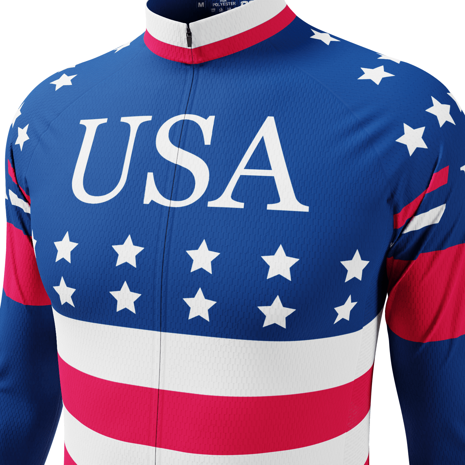 Men's American Stars and Stripes USA Icon Long Sleeve Cycling Jersey
