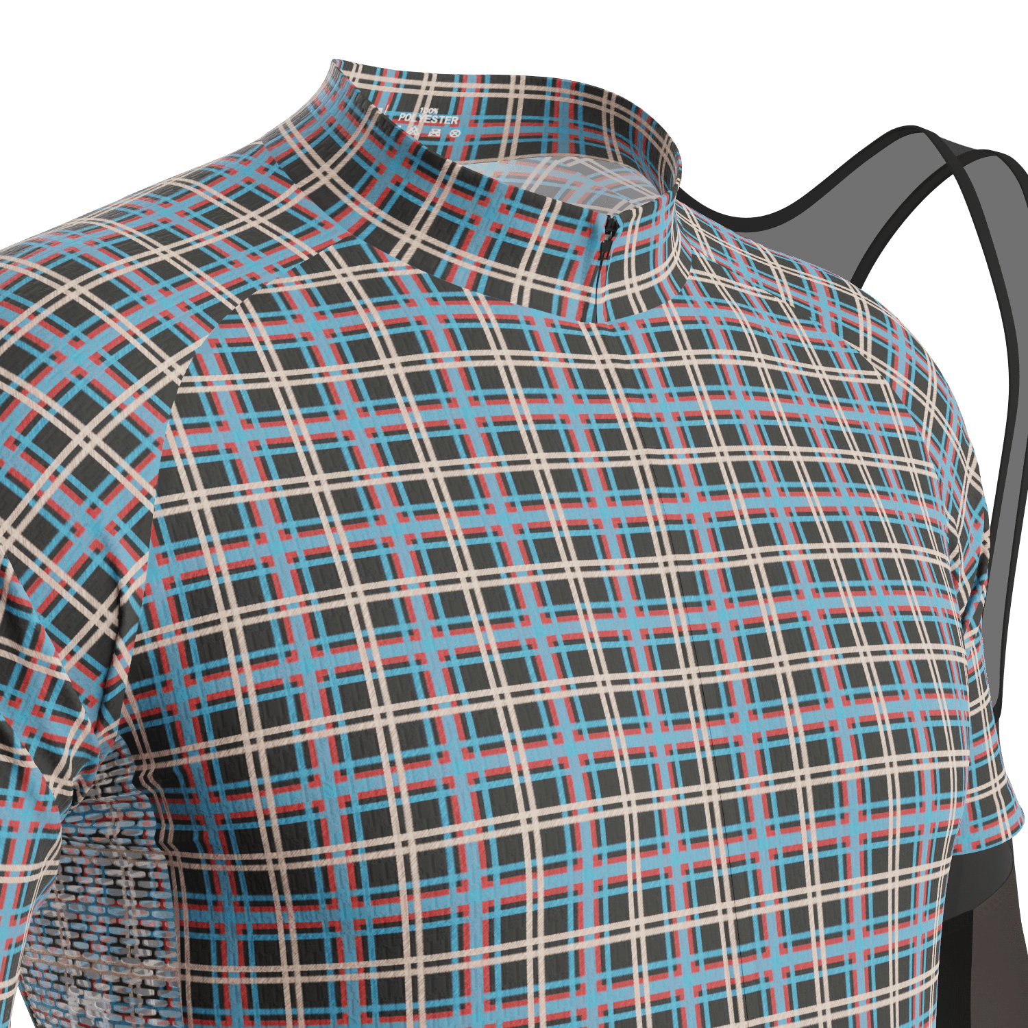 Men's Blue Plaid Checkered Short Sleeve 2 Piece Cycling Kit