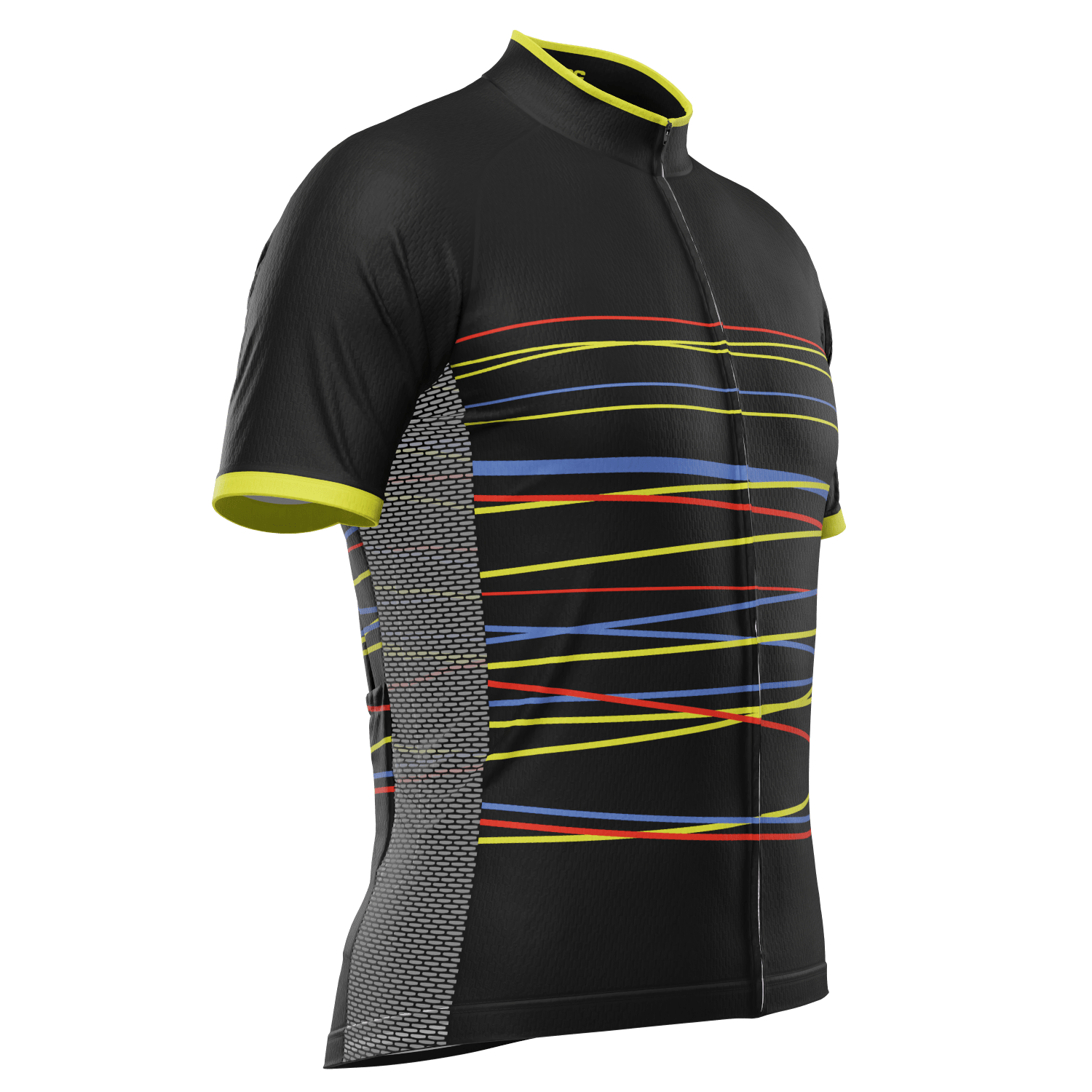 Men's Zigzag Color Lines Short Sleeve Cycling Jersey