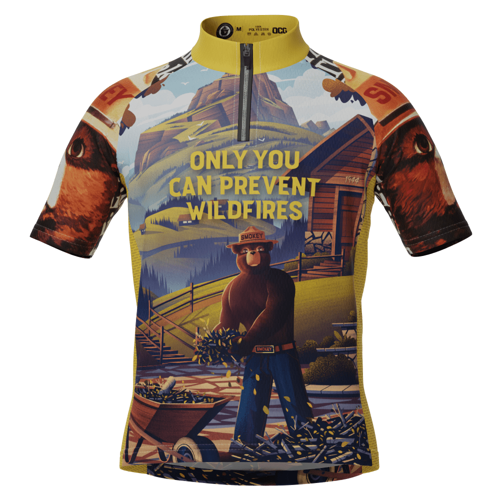 Kid's Smokey Bear Prevent Wildfires Country Series Short Sleeve Cycling Jersey