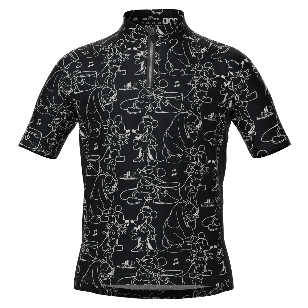 Kid's Steamboat Willie Sketches Short Sleeve Cycling Jersey
