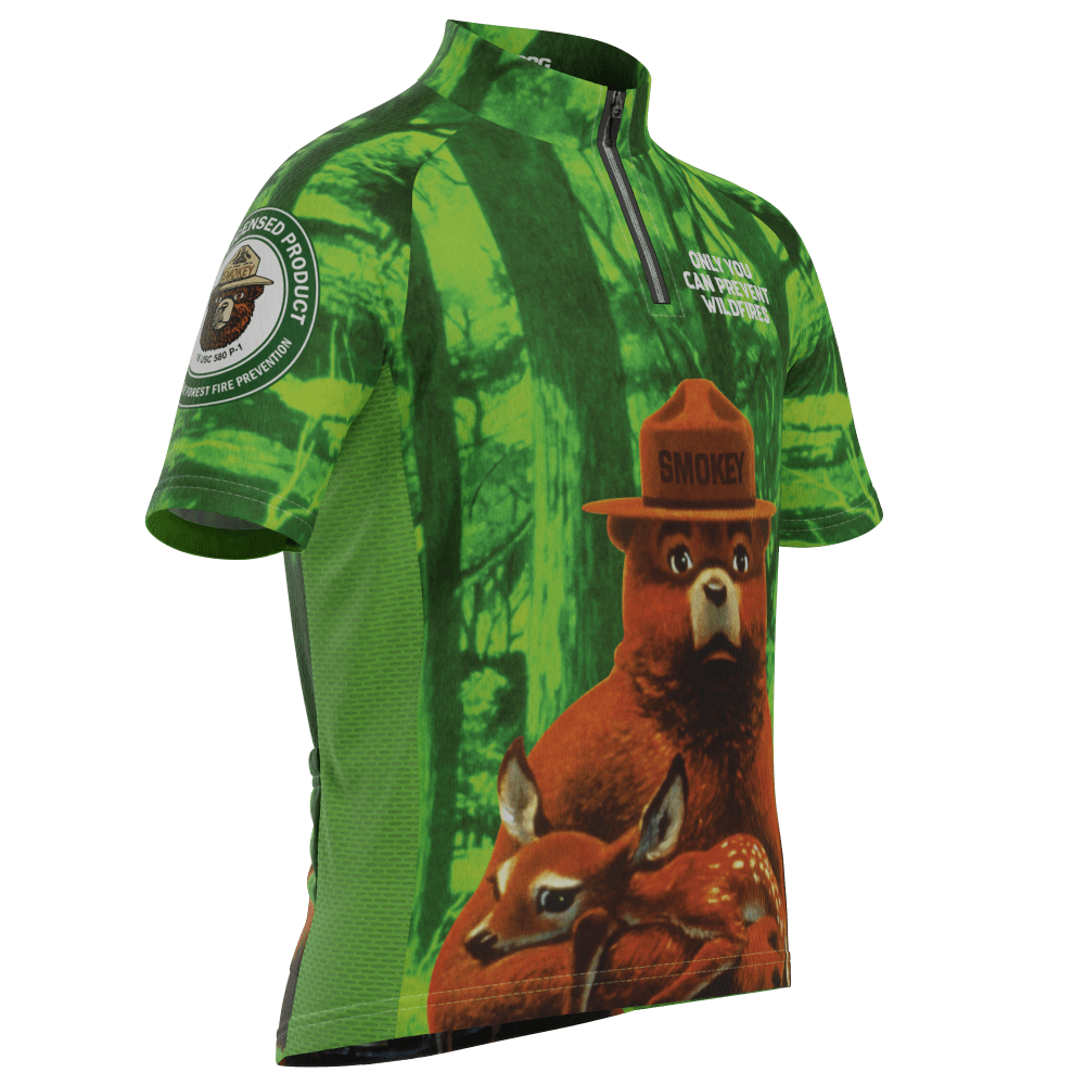 Kid's Smokey Bear Prevent Wildfires Country Short Sleeve Cycling Jersey