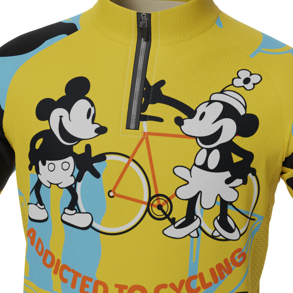 Kid's Steamboat Willie-Addicted to Cycling Short Sleeve Cycling Jersey