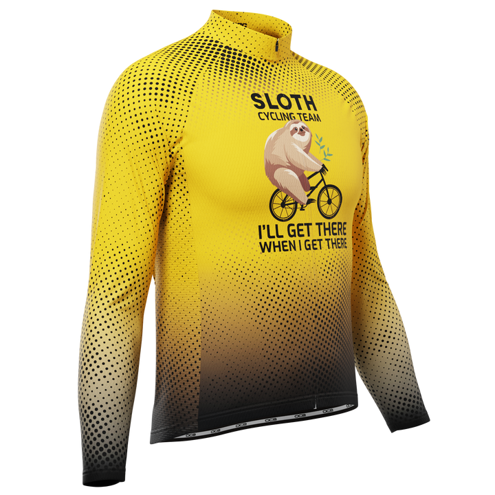 Men's Sloth Cycling Team Jersey Durable Custom Adventure Gear Yellow