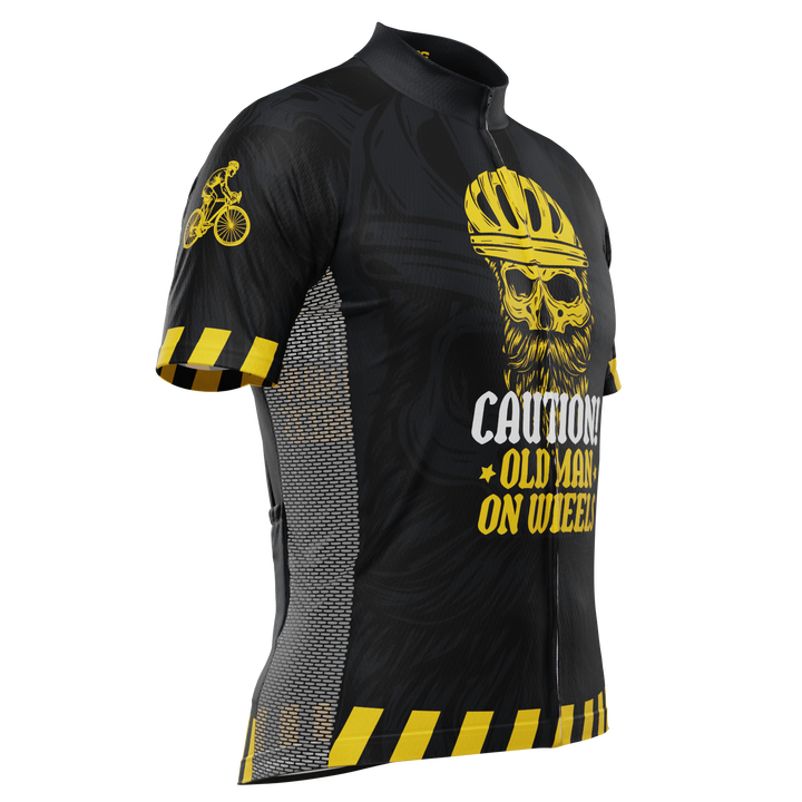 Men's Old Man On Wheels Cycling Jersey Premium Breathable Performance Black