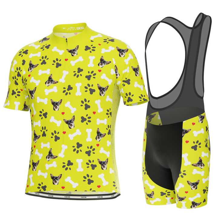 Men's Custom Pet Bones Cycling Kit Durable Personalized Gear Lime