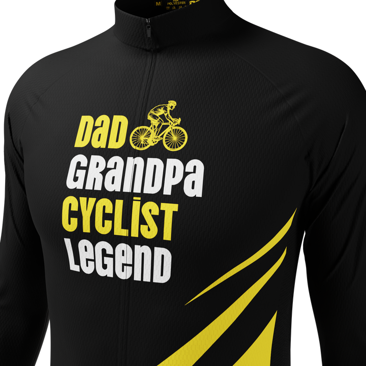 Men's Dad & Grandpa Long Sleeve Cycling Jersey Premium Comfort Black