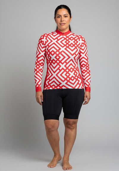 Womens Cross Hatch Long Sleeve Cycling Jersey - _default - front view