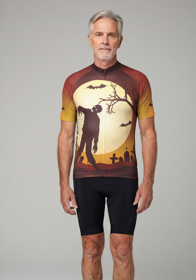 Mens Zombie Graveyard Short Sleeve Cycling Jersey - _default - front view