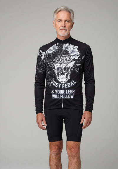 Free Your Mind Skull Long Sleeve Cycling Jersey - _default - front view