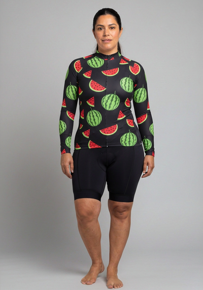 Womens Long Sleeve Watermelon Cycling Jersey - _default - front view