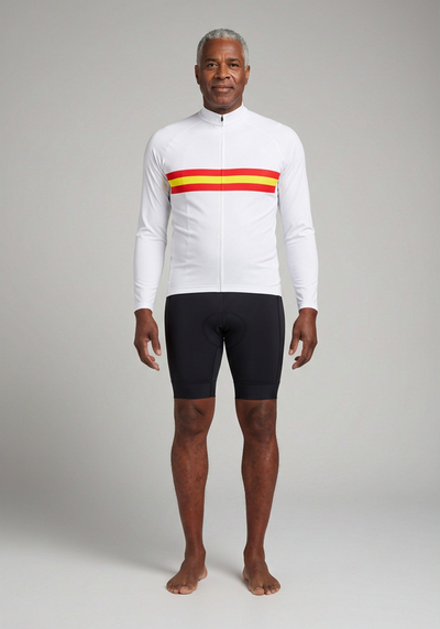 Mens Espana Spanish Flag Long Sleeve Cycling Jersey - _default - front view