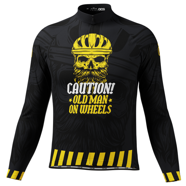 Men’s Old Man On Wheels Cycling Jersey Long Sleeve Performance Black