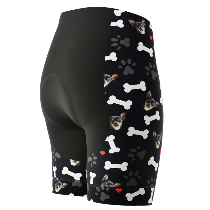Women's Gel Padded Cycling Shorts Quick Dry & Custom Pet Bones Design Black