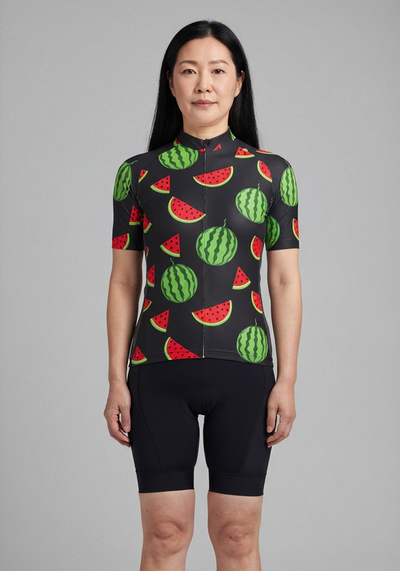 Womens Watermelon Black Cycling Jersey - _default - front view