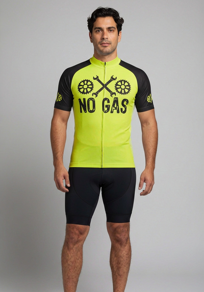 No Gas Pollution Free High Viz Cycling Jersey - _default - front view