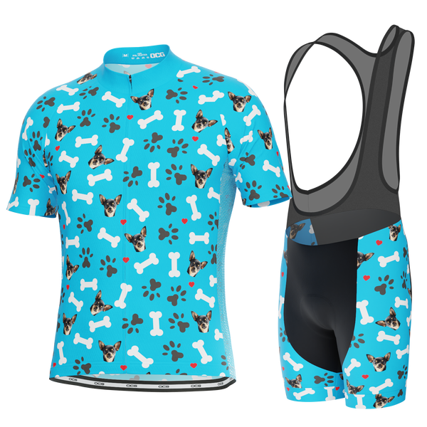 Men's Custom Pet Bones Cycling Kit Durable Personalized Gear Blue