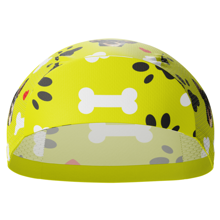 Unisex Quick-Dry Cycling Cap Custom Pet Bones Design Lime