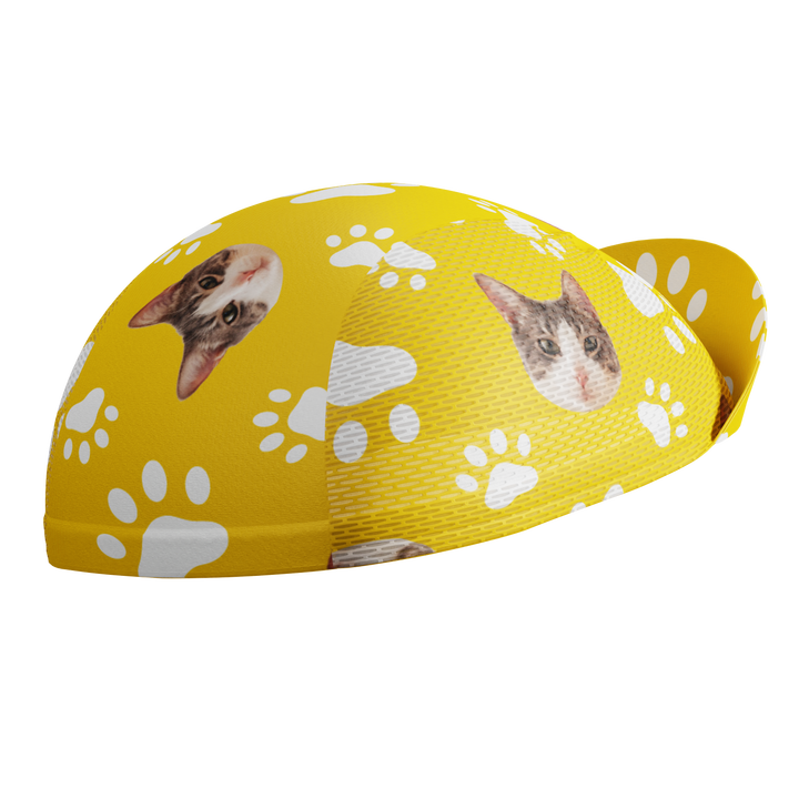Unisex Custom Pet Paws Cycling Cap Quick-Dry Made-to-Order Comfort Yellow