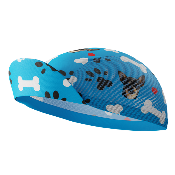 Unisex Quick-Dry Cycling Cap Custom Pet Bones Design Blue