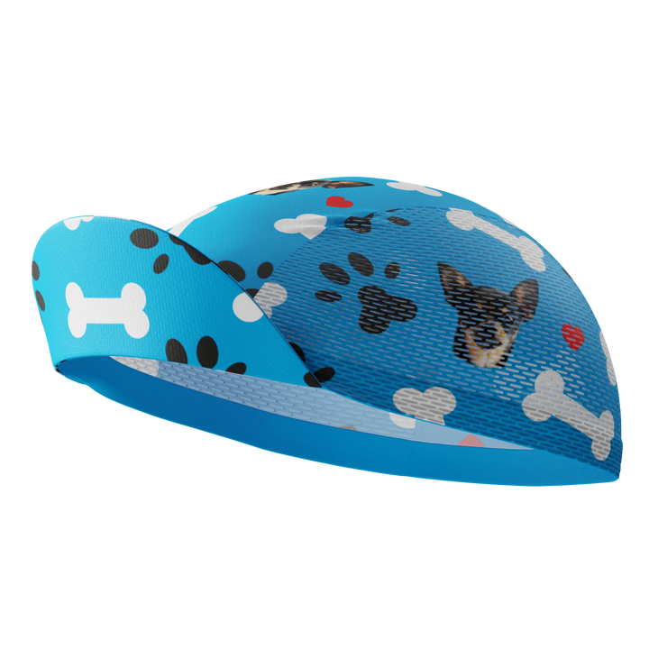 Unisex Quick-Dry Cycling Cap Custom Pet Bones Design Blue