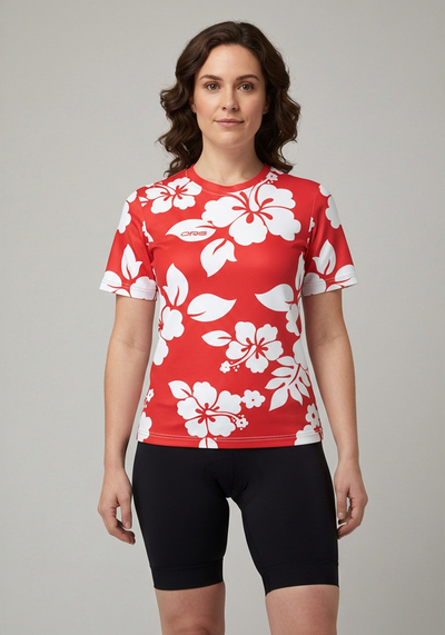 Org Hawaiian Shirt Womens Technical Running Shirt - Red - front view