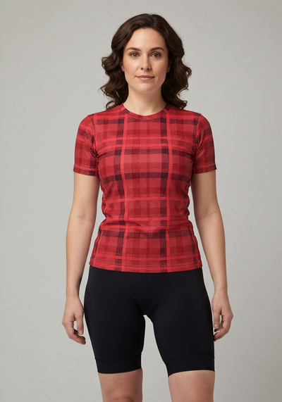 Org Plaid Tartan Womens Technical Running Shirt - _default - front view