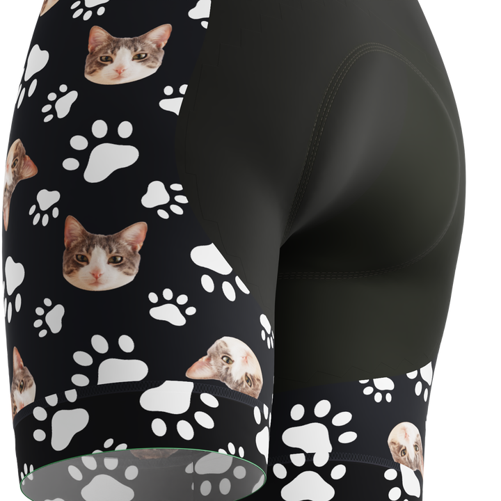 Women's Custom Pet Paws Cycling Shorts Gel Padded Performance Black