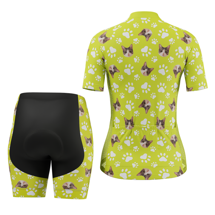 Custom Pet Paws Women's Cycling Kit Vibrant Performance Wear Lime
