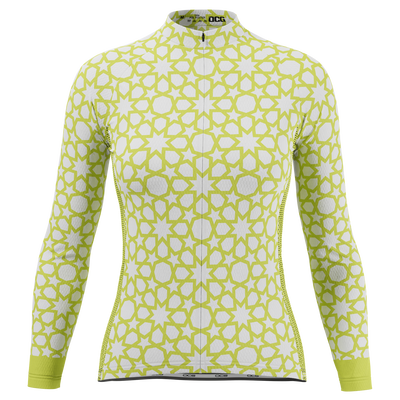 Women's Islamic Geometry  Long Sleeve Cycling Jersey Quick-Dry Elegance Gold