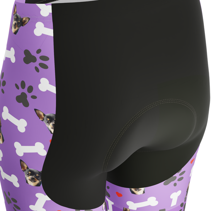 Women's Gel Padded Cycling Shorts Quick Dry & Custom Pet Bones Design Purple