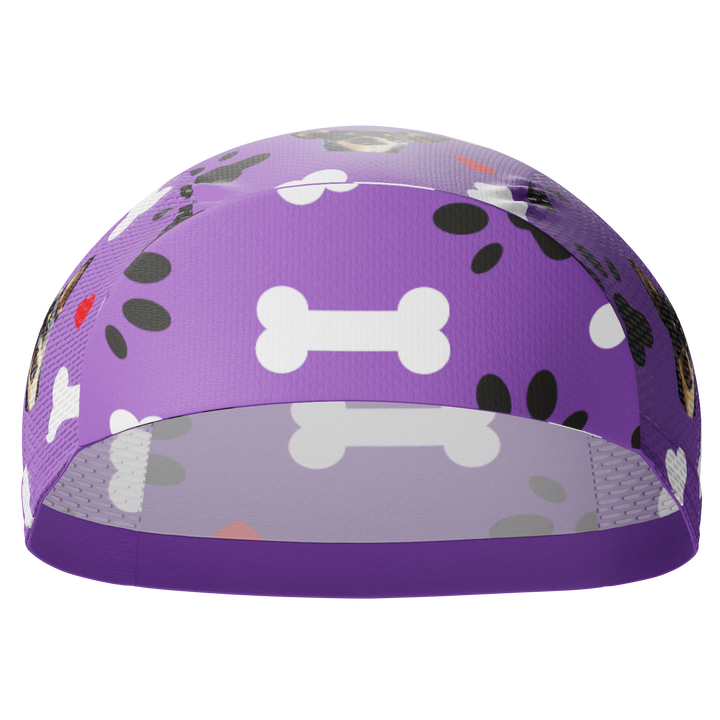 Unisex Quick-Dry Cycling Cap Custom Pet Bones Design Purple