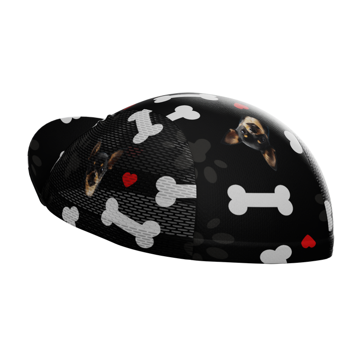 Unisex Quick-Dry Cycling Cap Custom Pet Bones Design Black