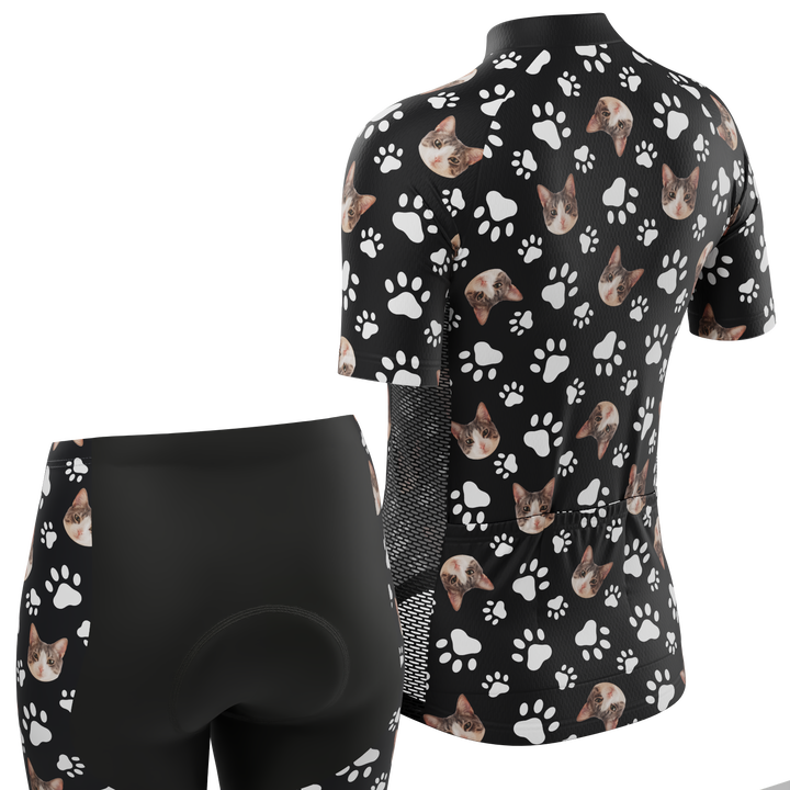 Custom Pet Paws Women's Cycling Kit Vibrant Performance Wear Black