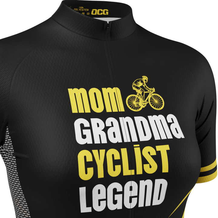 Women's Mom & Granma Short Sleeve Cycling Jersey Quick-Dry Elegance Black
