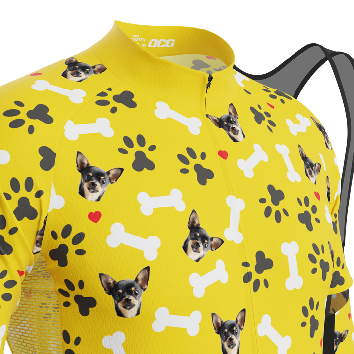 Men's Custom Pet Bones Cycling Kit Durable Personalized Gear Yellow