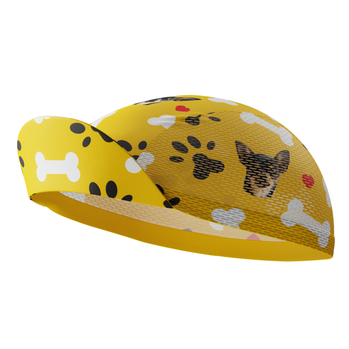 Unisex Quick-Dry Cycling Cap Custom Pet Bones Design Yellow