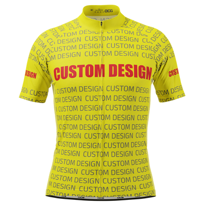 Men's Full Custom Design Short Sleeve Cycling Jersey Quick-Dry Comfort Yellow