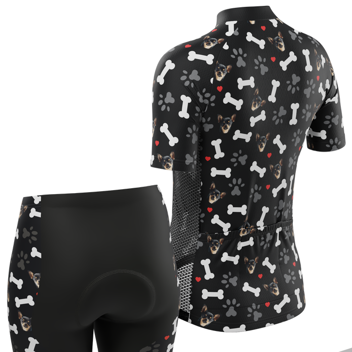 Women's Custom Pet Bones Cycling Kit Durable & Personalized Black