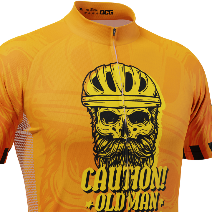 Men's Old Man On Wheels Cycling Jersey Premium Breathable Performance Orange