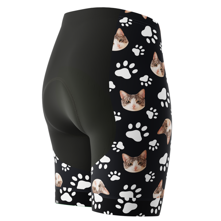 Women's Custom Pet Paws Cycling Shorts Gel Padded Performance Black