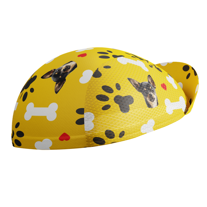 Unisex Quick-Dry Cycling Cap Custom Pet Bones Design Yellow
