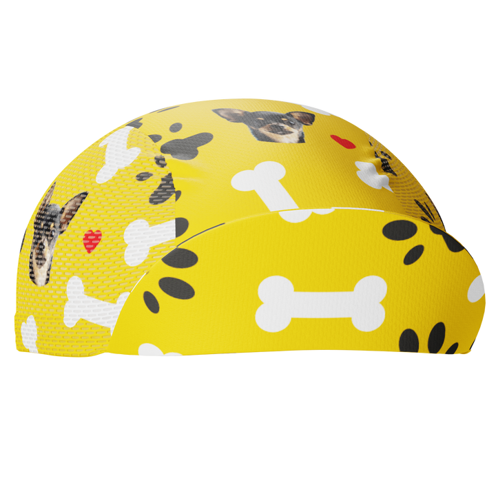 Unisex Quick-Dry Cycling Cap Custom Pet Bones Design Yellow