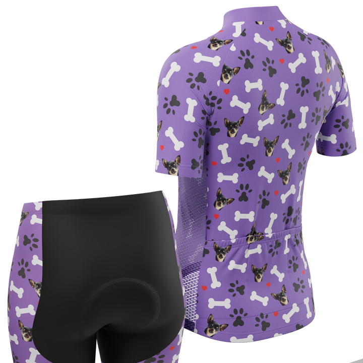 Women's Custom Pet Bones Cycling Kit Durable & Personalized Purple