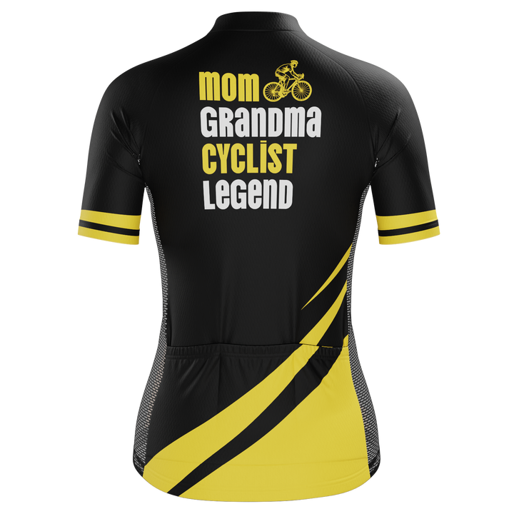 Women's Mom & Granma Short Sleeve Cycling Jersey Quick-Dry Elegance Black